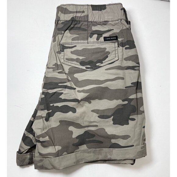 Sanctuary Womens Camo Cuffed Pockets Lightweight Roll Tab Chino Shorts Sz M New - Picture 4 of 8